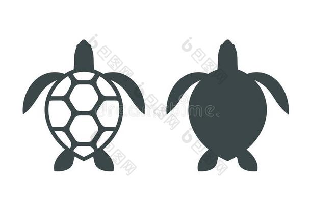 海龟标识.隔离的龟向白色的背景.爬行动物