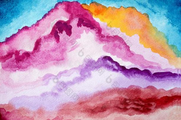 绘画关于明亮的富有色彩的山