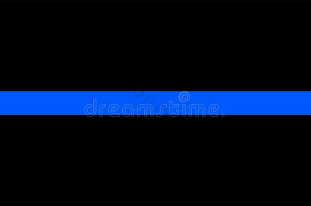薄的蓝色线条旗-一符号向尊敬一nd尊重警察部门