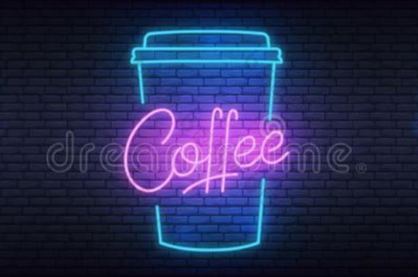 咖啡豆氖样板.灼热的字体咖啡豆符号为咖啡馆