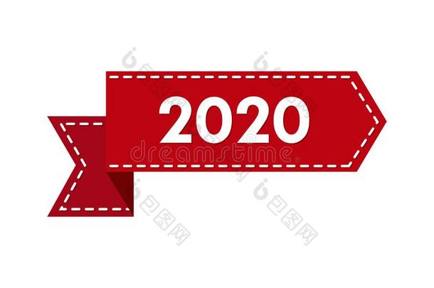 新的年2020.带子和指已提到的人数字2020