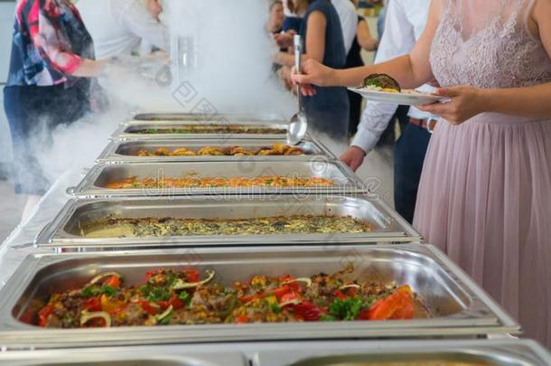 烹饪厨房的自助餐正餐给养进餐食物庆祝