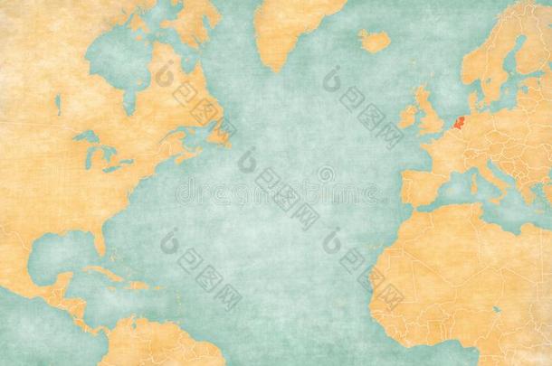 地图关于北方在大西洋里的洋-荷兰