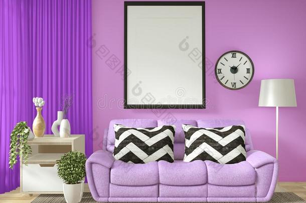 内部海报框架愚弄在上面活的房间和<strong>紫色</strong>的墙天使