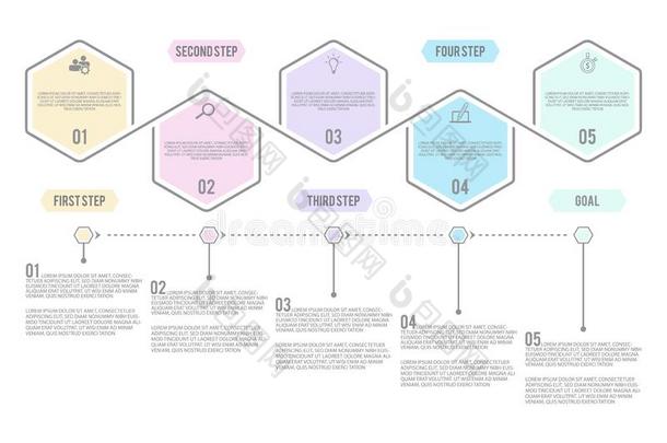 步信息图和5选择工作流程图表采用平的方式