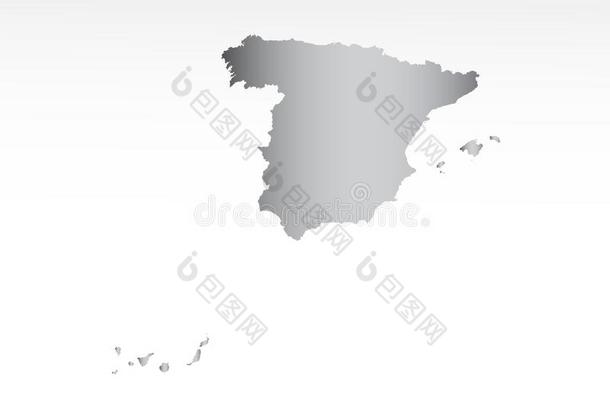 灰色颜色西班牙地图和黑暗的和光影响矢量向光