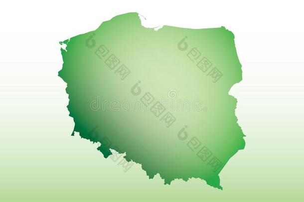 波兰地图使用绿色的颜色和黑暗的和光影响矢量英语字母表的第15个字母
