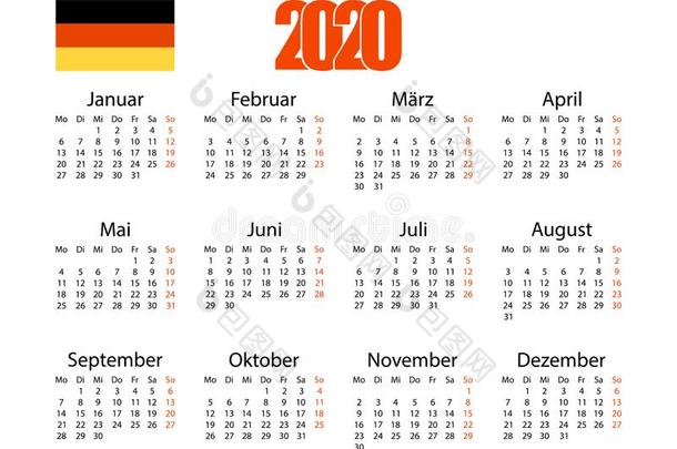 日历2020采用德国的.撕裂-从落下日历.个人的组织者.