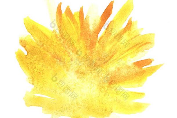 抽象的水彩花.手-疲惫的概要的黄色的蒲公英.