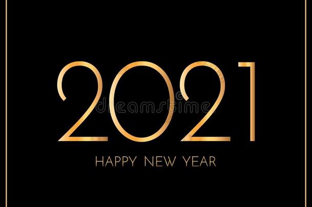 新的年2021招呼卡片.2021金色的新的年符号向黑暗的英语字母表的第2个字母