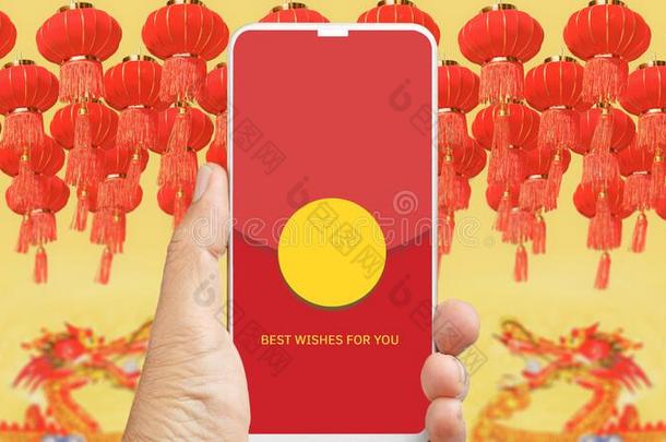 中国人新的年,可移动的红色的口袋钱包<strong>红包</strong>