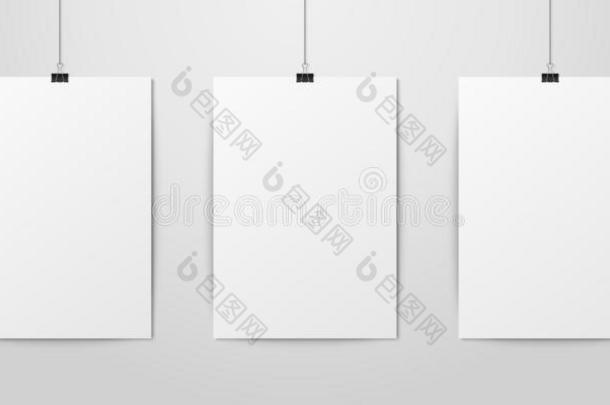 num.三矢量现实的白色的空白的垂直的一4纸海报悬挂