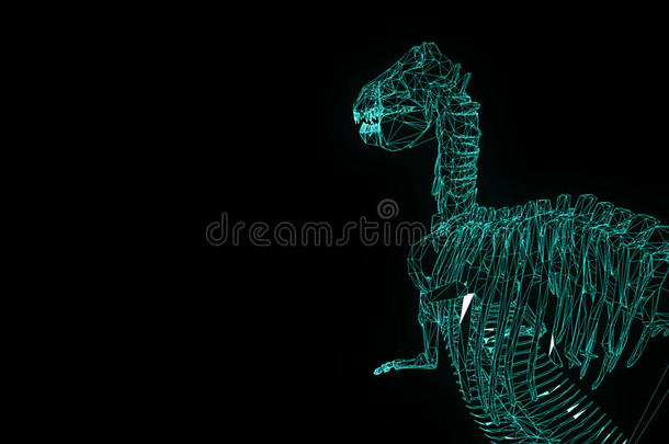 恐龙食用油骨架采用全息图线框图方式.美好的3英语字母表中的第四个字母撕碎