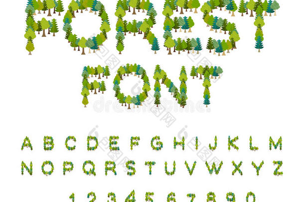 森林字体.树字母表.信从树.自然字母表.英语字母表的第5个字母
