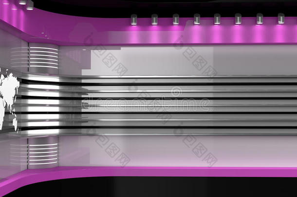 television<strong>电视机</strong>工作室.粉红色的工作室.背景幕布为television<strong>电视机</strong>给看.新闻房间.