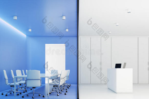 蓝色会议房间和接待