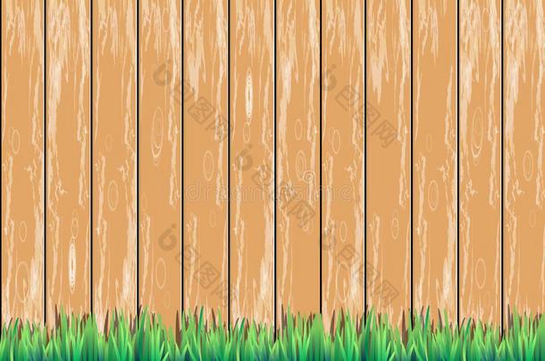 木制的栅栏和绿色的草在指已提到的人底部