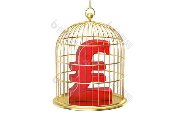鸟笼和英镑标准纯度的货币象征里面的,3英语字母表中的第四个字母渲染