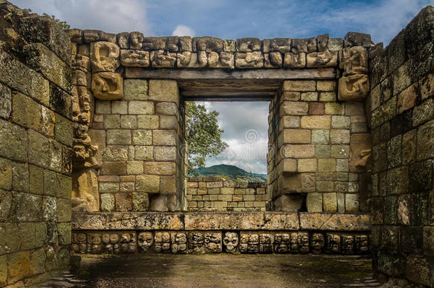 有雕刻的详述在玛雅人的毁坏-考潘<strong>轴承</strong>合金考古学的地点,洪都拉斯