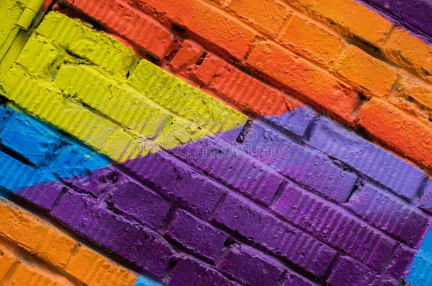 抽象的详述关于砖墙和碎片关于富有色彩的在墙上的乱涂乱写