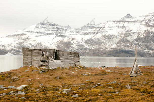 木制的小木屋从第二次世界<strong>大战</strong>前哨-格陵兰