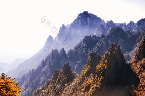 黄色的山中国风景