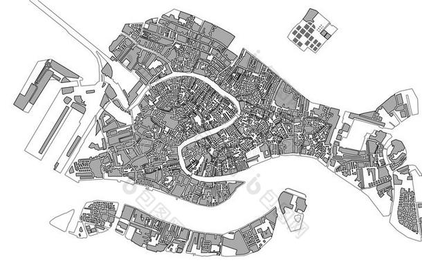 地图关于指已提到的人城市关于威尼斯,意大利