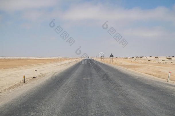 沙漠风景和公路在近处斯瓦科普蒙德,纳米比亚