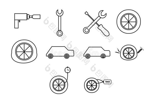 矢量偶像放置关于<strong>汽车维修工具</strong>