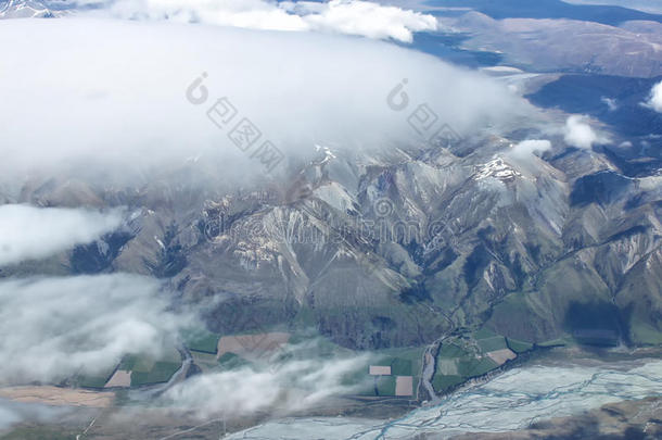 空气的看法关于新的西兰岛山,南方岛.照片是（be的三单形式Takamatsu