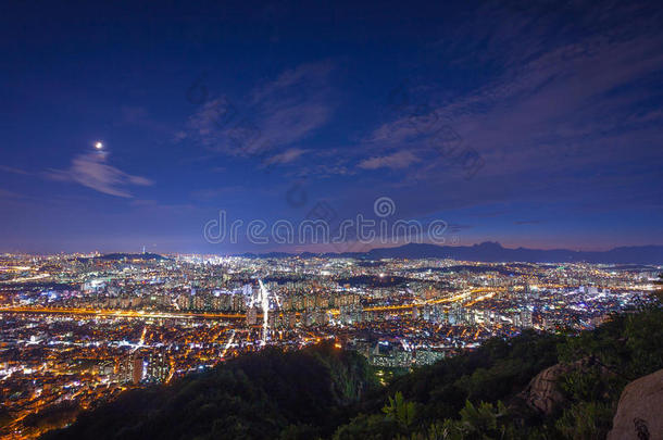 首尔城市风光照片在夜,南方朝鲜