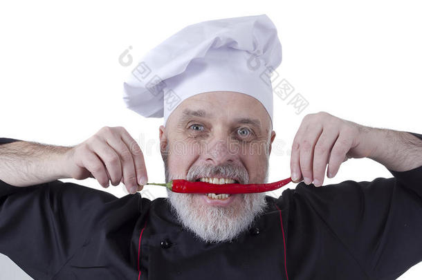 厨师尖锐刺人的红辣椒