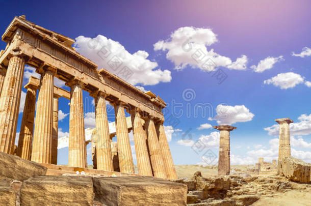 毁坏关于万神庙庙关于女神雅典娜采用古希腊城市的卫城雅典,