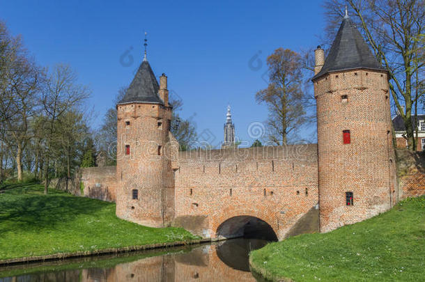 全景画关于水门莫尼肯达姆采用荷兰中部的自治区