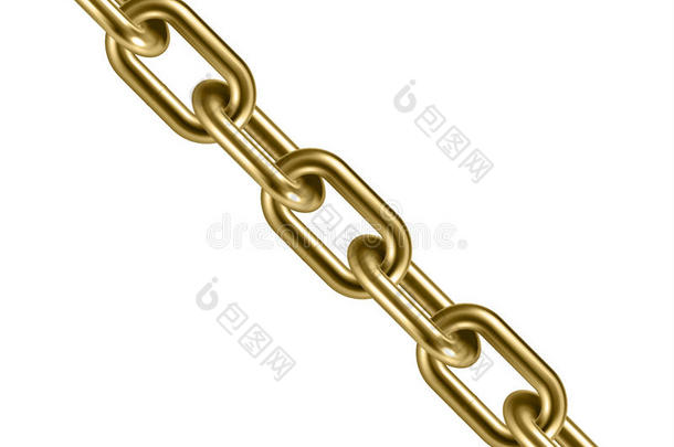 金属金色的链子3英语字母表中的第四个字母.矢量说明.