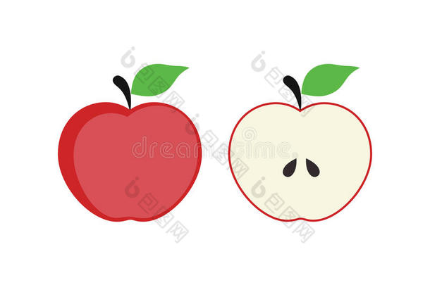 红色的苹果和一半的关于红色的苹果