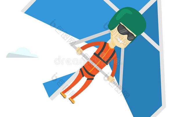 男人飞行的向悬挂-滑翔机矢量illustrati向.