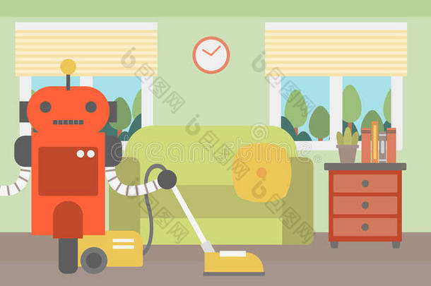 机器人清洁地毯和真空清洁剂.