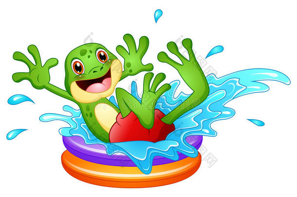 有趣的青蛙漫画一次在上面需充气的水池和水solid-phaseimmunoassay固相免疫分析