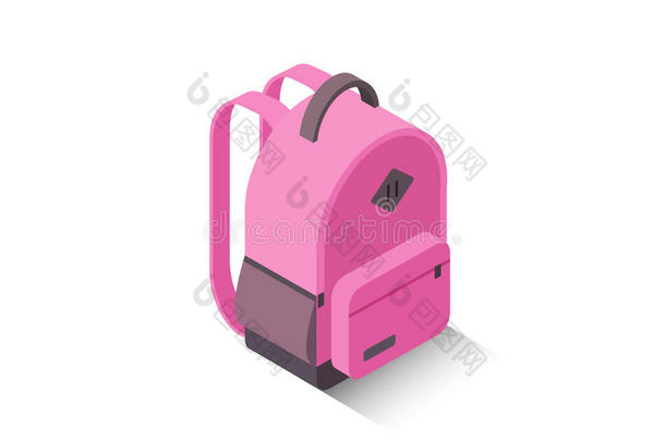 矢量等大的现代的粉红色的学校背包