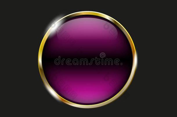 紫色的发光的按钮和金属的原理,矢量设计