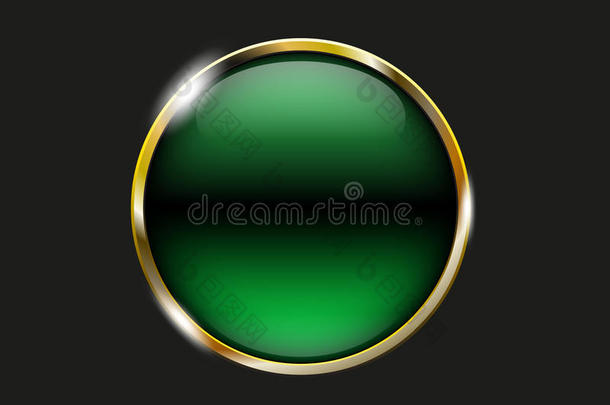 绿色的发光的按钮和金属的原理,矢量设计为蜘蛛网