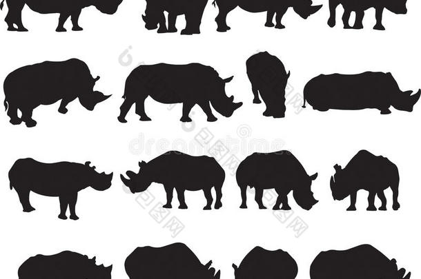 黑的犀牛和白色的犀牛轮廓外形