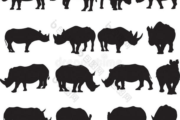 黑的犀牛和白色的犀牛轮廓外形
