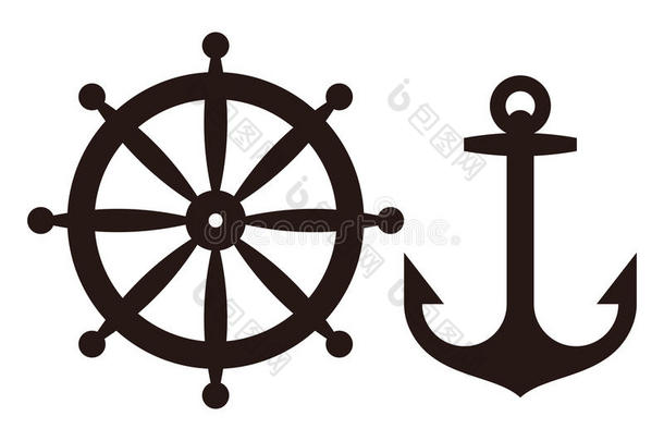 船舵和锚符号