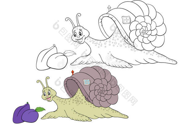 孩子们色彩页蜗牛