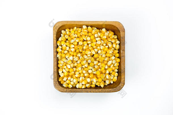 种子关于金色的谷物pop谷物采用一木制的碗