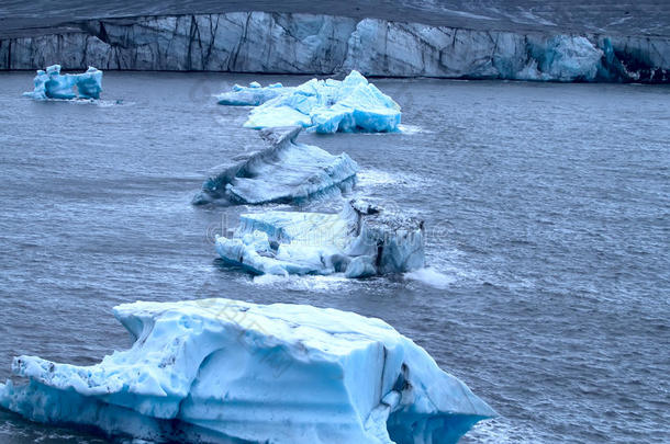 粗糙的冰河关于北极的.生存冰河,消融