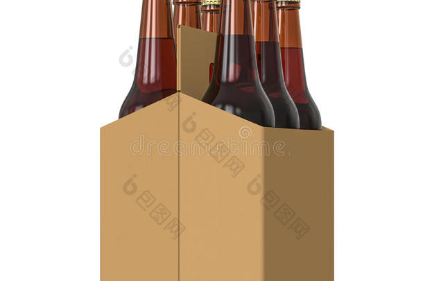 六一群关于玻璃瓶装的啤酒采用类的棕色的卡纸板卡丽