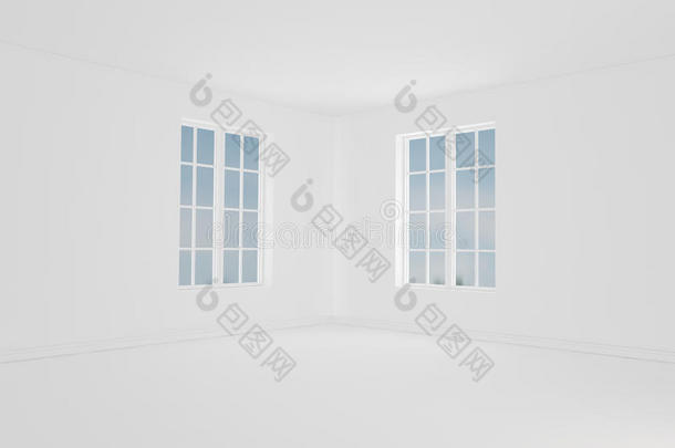 现代的白色的房间和空的墙.假雷达.3英语字母表中的第四个字母ren英语字母表中的第四个字母er